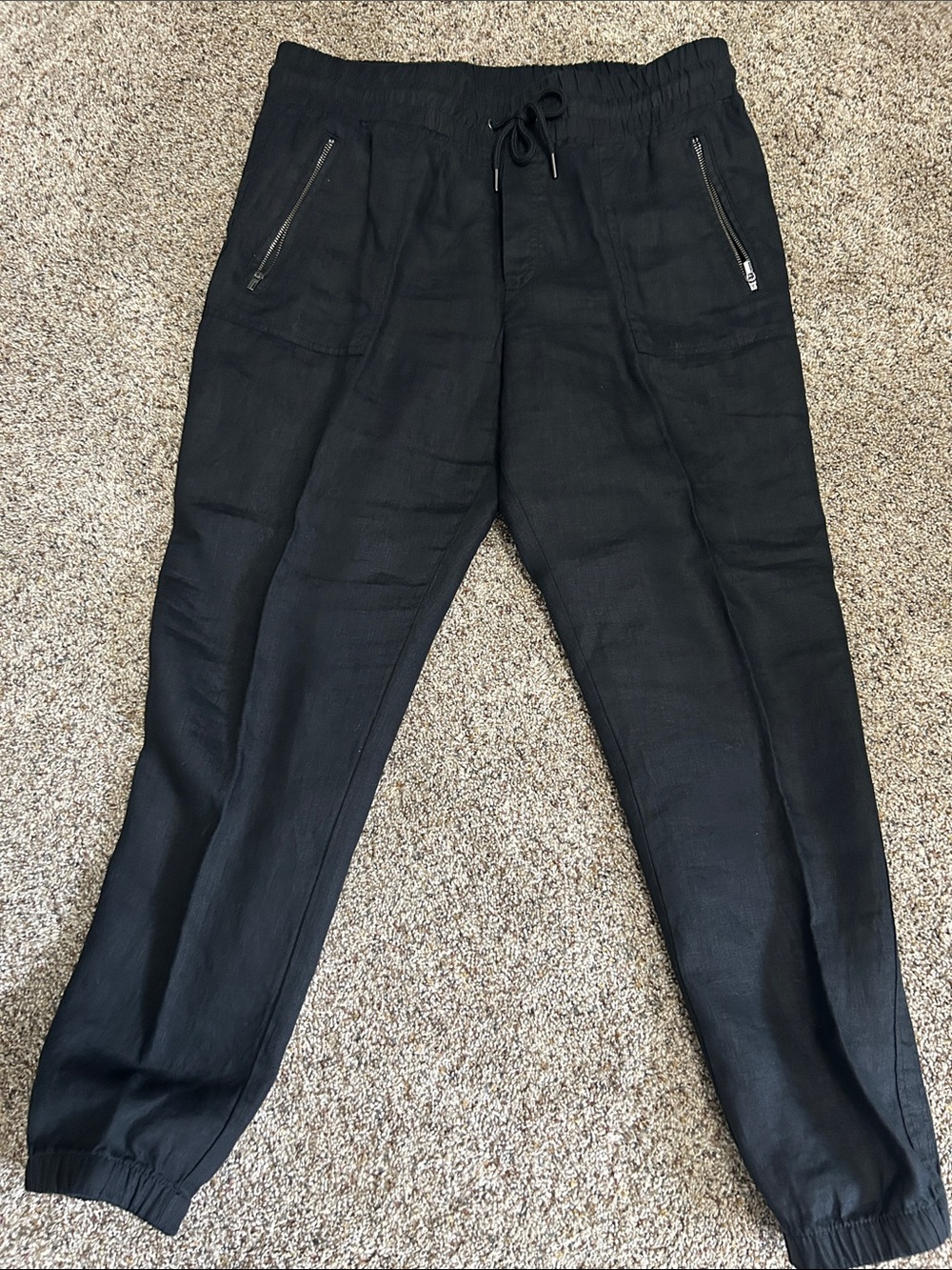 Athleta Black Cropped Jogger Pants with Zipper Pockets